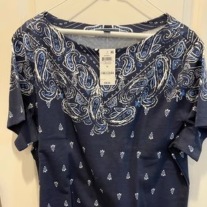 Blue & white embellished shirt. Brand new , never worn